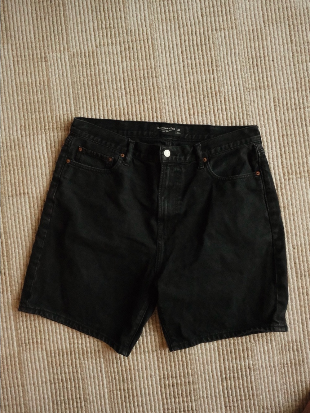 Abercrombie & Fitch Black Denim Shorts - Straight Cut